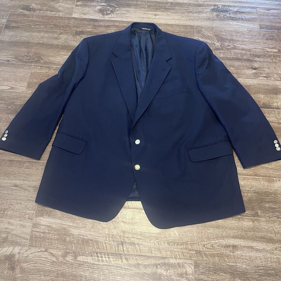 Vintage Burberrys’ Navy Blazer Pure Wool Gold Branded Buttons Jacket Mens Sz 50 - Picture 1 of 15